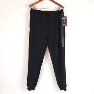 NEW!!! Rerun Black Mens SIZE L Joggers Loose Sweat Pants Drawstring Zip Pockets